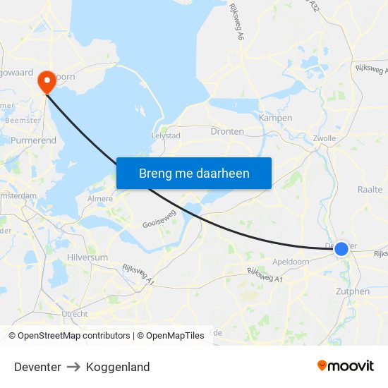 Deventer to Koggenland map