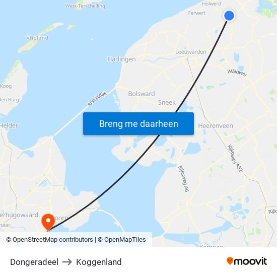 Dongeradeel to Koggenland map