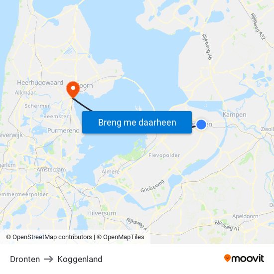 Dronten to Koggenland map