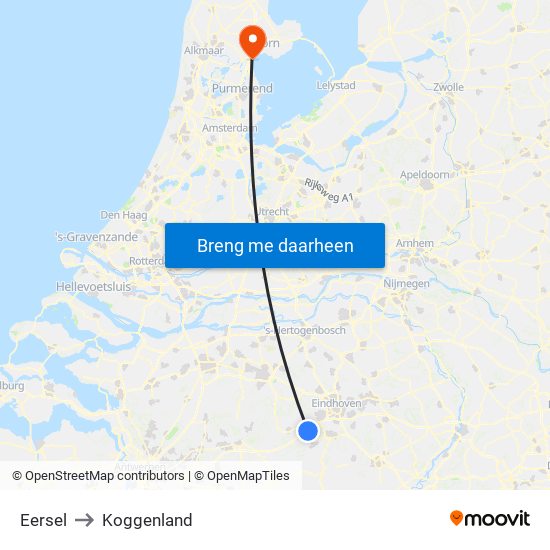 Eersel to Koggenland map