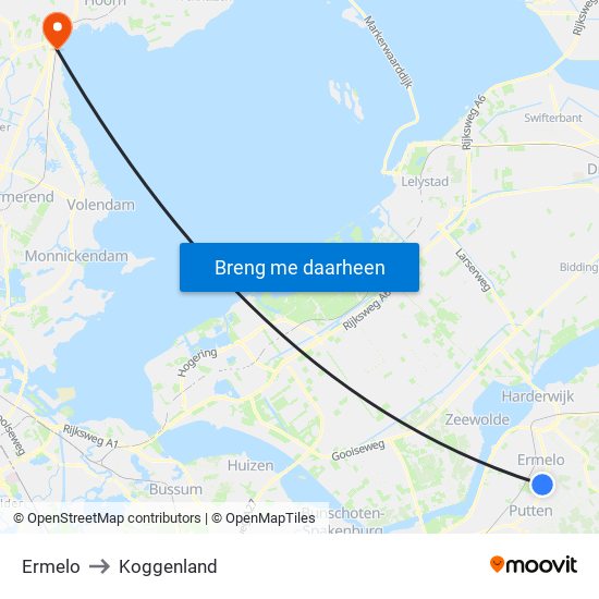 Ermelo to Koggenland map