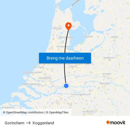 Gorinchem to Koggenland map