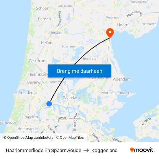Haarlemmerliede En Spaarnwoude to Koggenland map