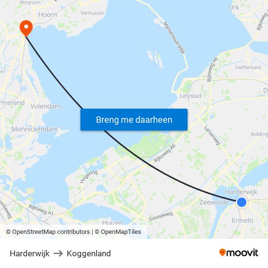 Harderwijk to Koggenland map