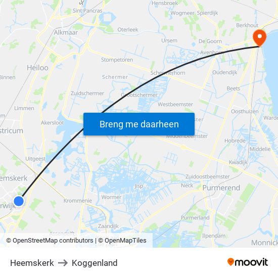 Heemskerk to Koggenland map