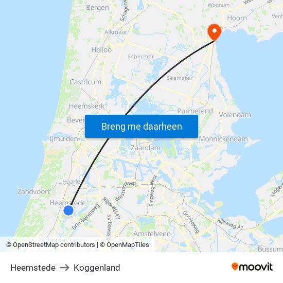 Heemstede to Koggenland map