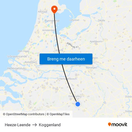 Heeze-Leende to Koggenland map