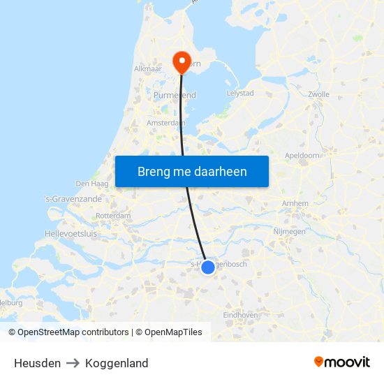 Heusden to Koggenland map