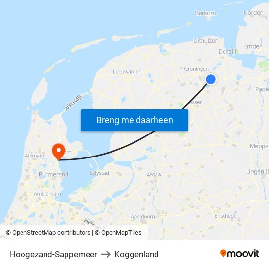 Hoogezand-Sappemeer to Koggenland map