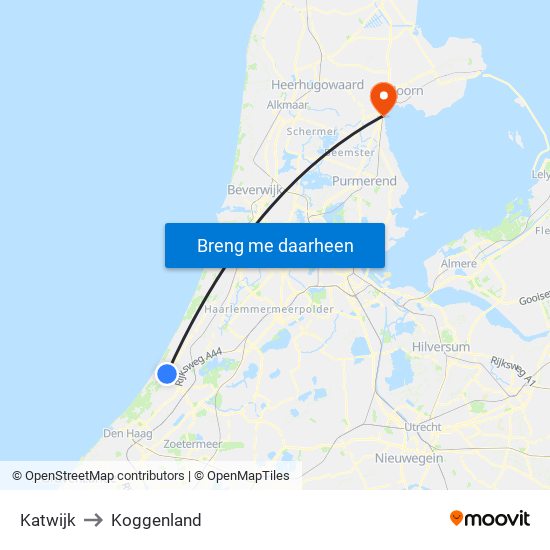 Katwijk to Koggenland map