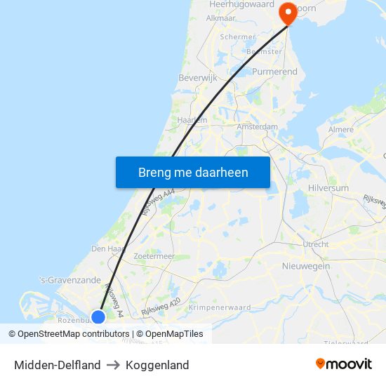 Midden-Delfland to Koggenland map