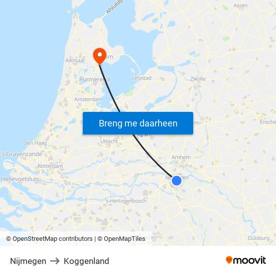 Nijmegen to Koggenland map