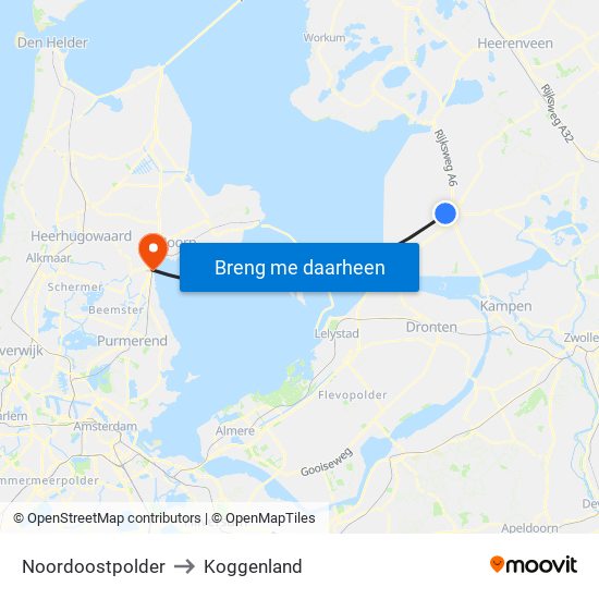 Noordoostpolder to Koggenland map