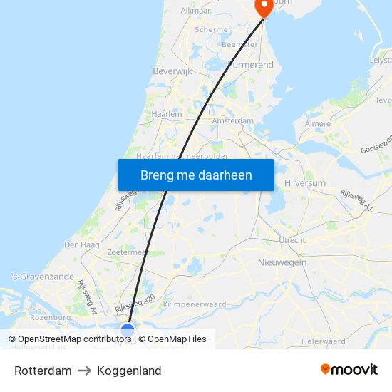 Rotterdam to Koggenland map
