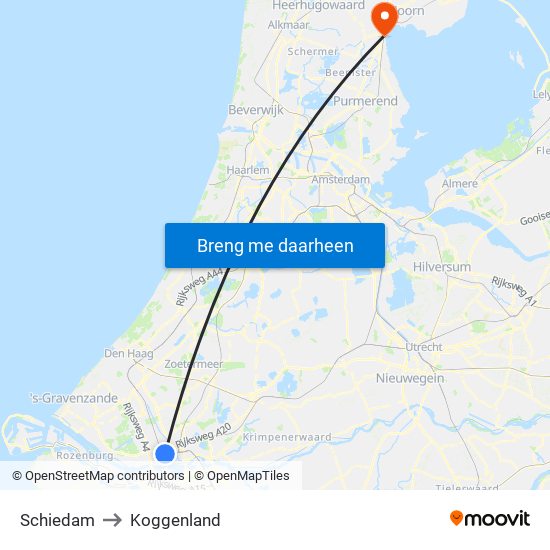 Schiedam to Koggenland map