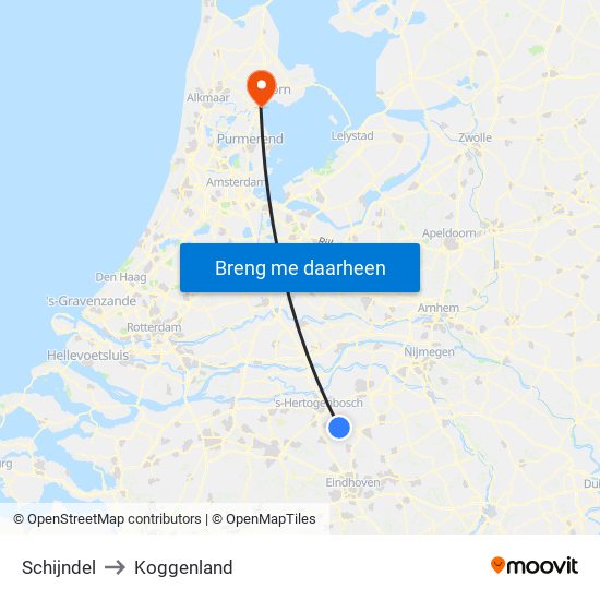 Schijndel to Koggenland map