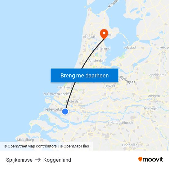 Spijkenisse to Koggenland map