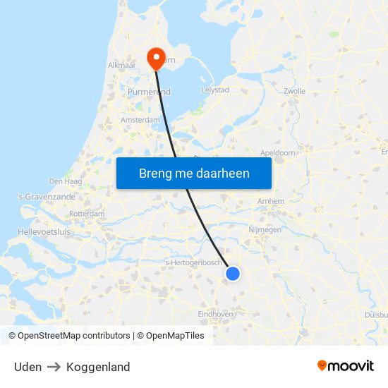 Uden to Koggenland map