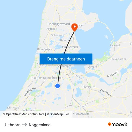 Uithoorn to Koggenland map