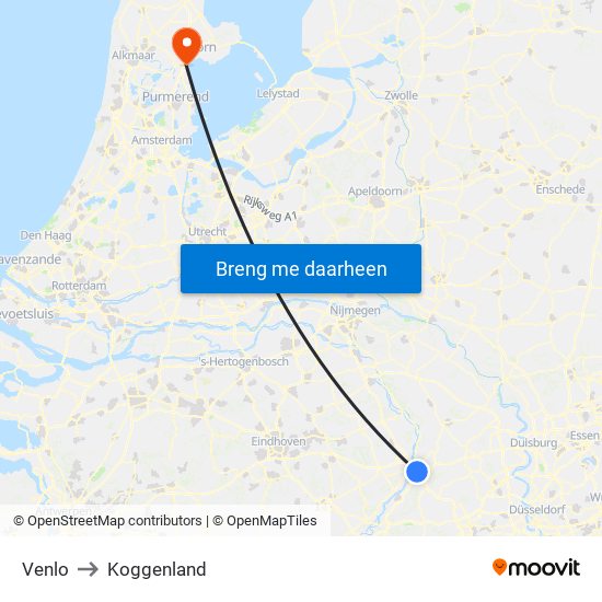 Venlo to Koggenland map