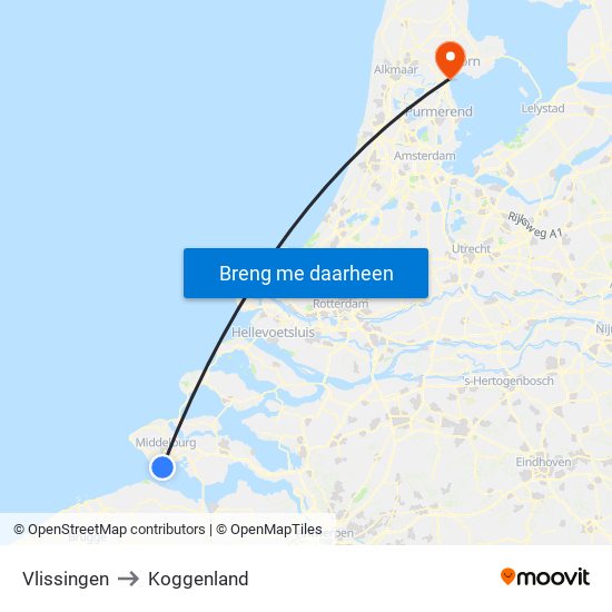 Vlissingen to Koggenland map