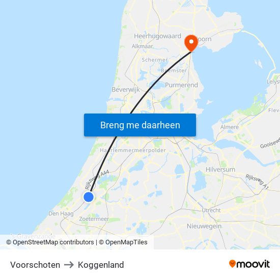 Voorschoten to Koggenland map