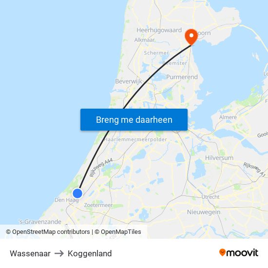 Wassenaar to Koggenland map