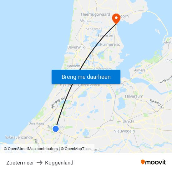 Zoetermeer to Koggenland map