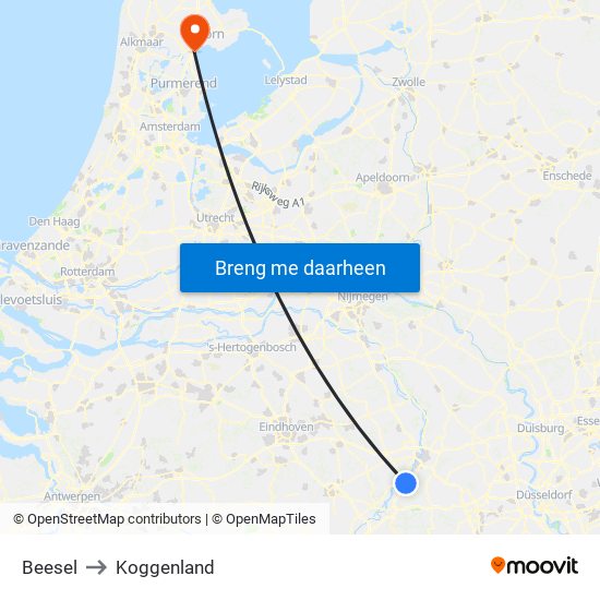 Beesel to Koggenland map