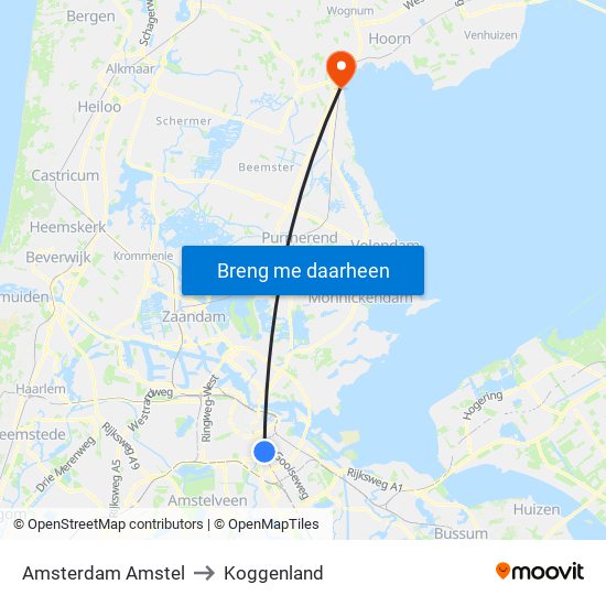 Amsterdam Amstel to Koggenland map