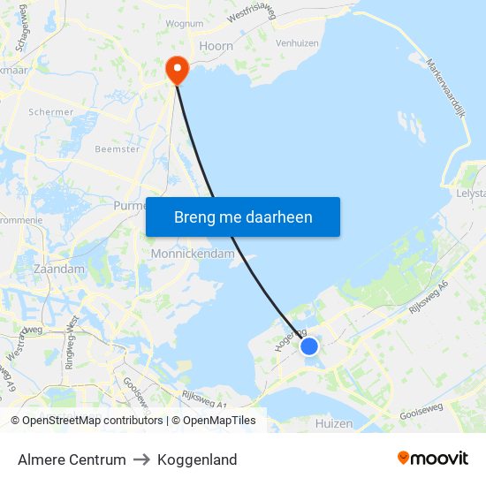 Almere Centrum to Koggenland map
