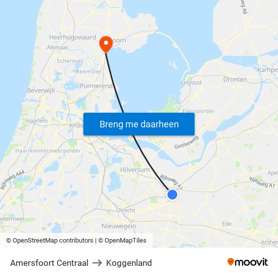 Amersfoort Centraal to Koggenland map