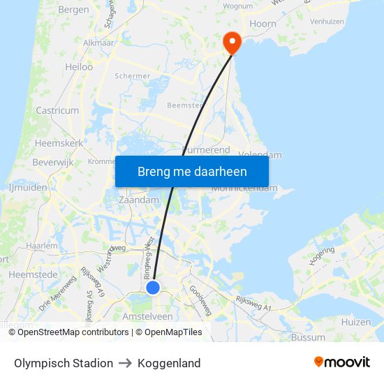 Olympisch Stadion to Koggenland map