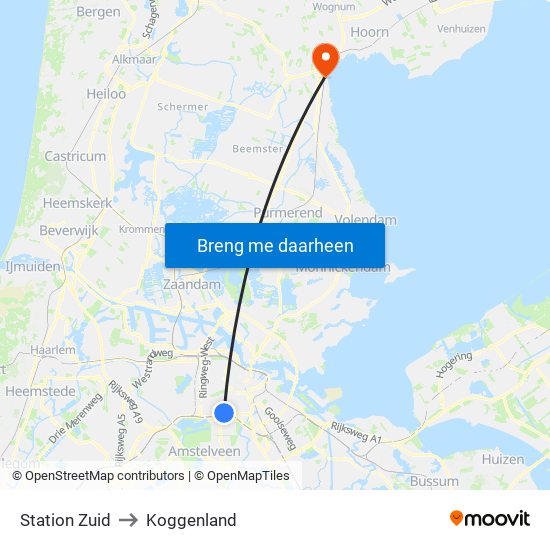 Station Zuid to Koggenland map