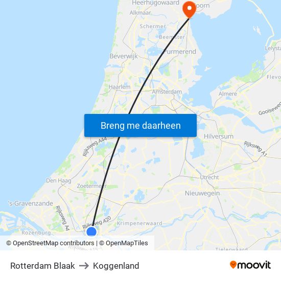 Rotterdam Blaak to Koggenland map