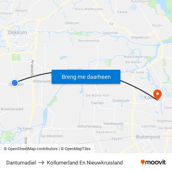 Dantumadiel to Kollumerland En Nieuwkruisland map