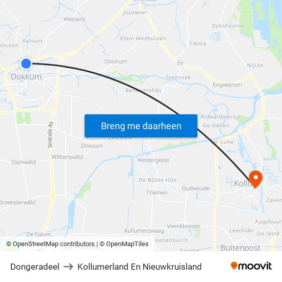 Dongeradeel to Kollumerland En Nieuwkruisland map
