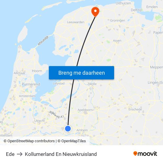 Ede to Kollumerland En Nieuwkruisland map