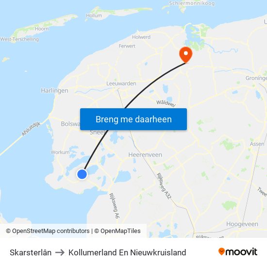 Skarsterlân to Kollumerland En Nieuwkruisland map