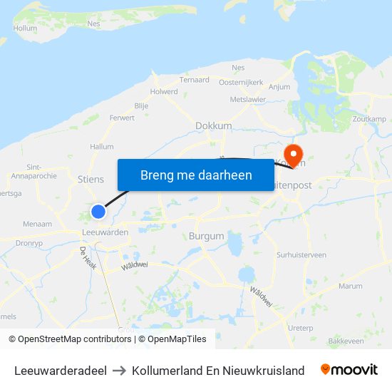 Leeuwarderadeel to Kollumerland En Nieuwkruisland map