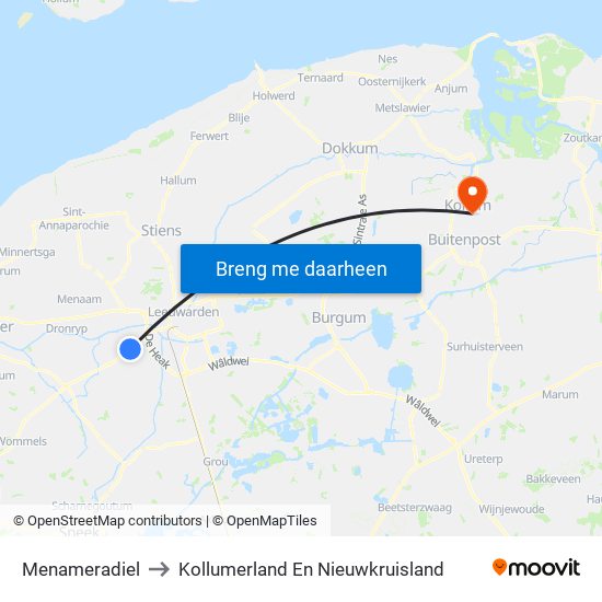 Menameradiel to Kollumerland En Nieuwkruisland map