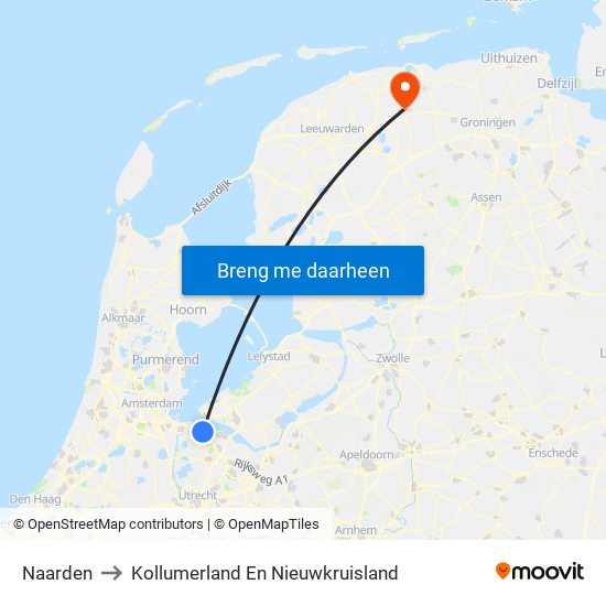 Naarden to Kollumerland En Nieuwkruisland map