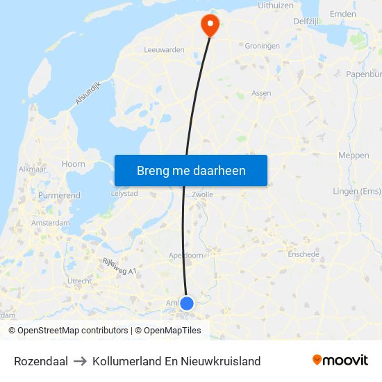 Rozendaal to Kollumerland En Nieuwkruisland map