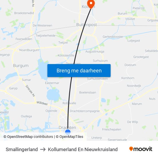 Smallingerland to Kollumerland En Nieuwkruisland map