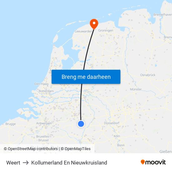 Weert to Kollumerland En Nieuwkruisland map