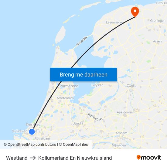 Westland to Kollumerland En Nieuwkruisland map