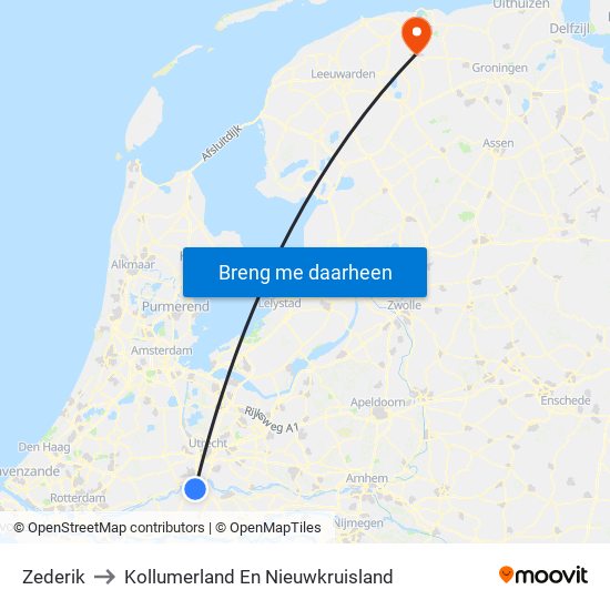 Zederik to Kollumerland En Nieuwkruisland map