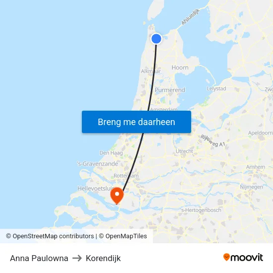 Anna Paulowna to Korendijk map
