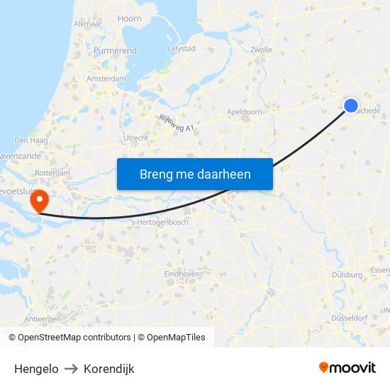 Hengelo to Korendijk map