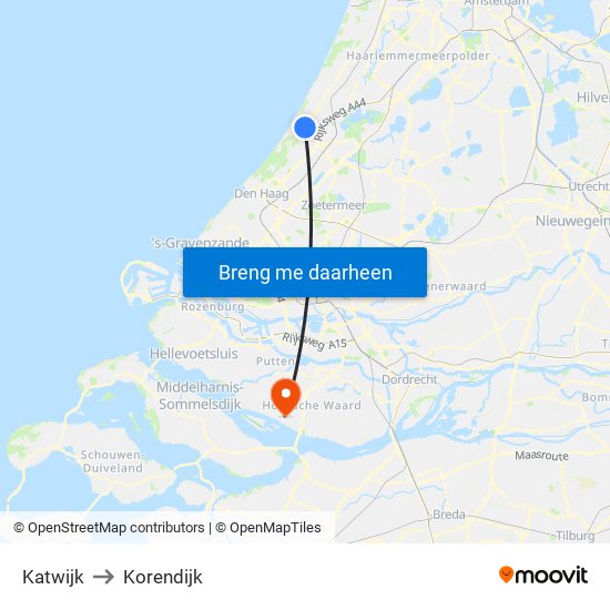 Katwijk to Korendijk map